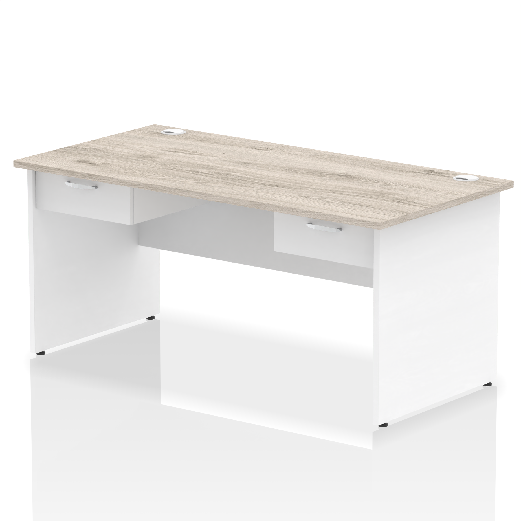 Impulse Panel End Straight Desk With Two One Drawer Fixed Pedestals