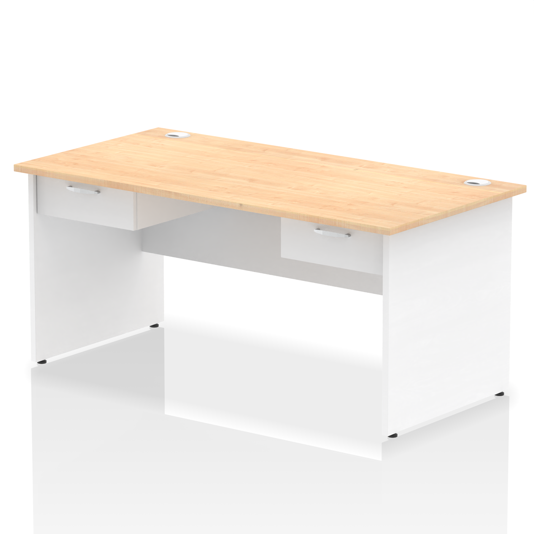 Impulse Panel End Straight Desk With Two One Drawer Fixed Pedestals