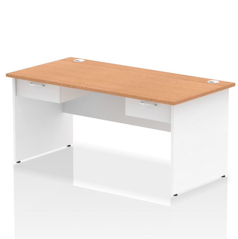 Impulse Panel End Straight Desk With Two One Drawer Fixed Pedestals