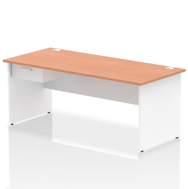 Impulse Panel End Straight Desk With Single One Drawer Fixed Pedestal