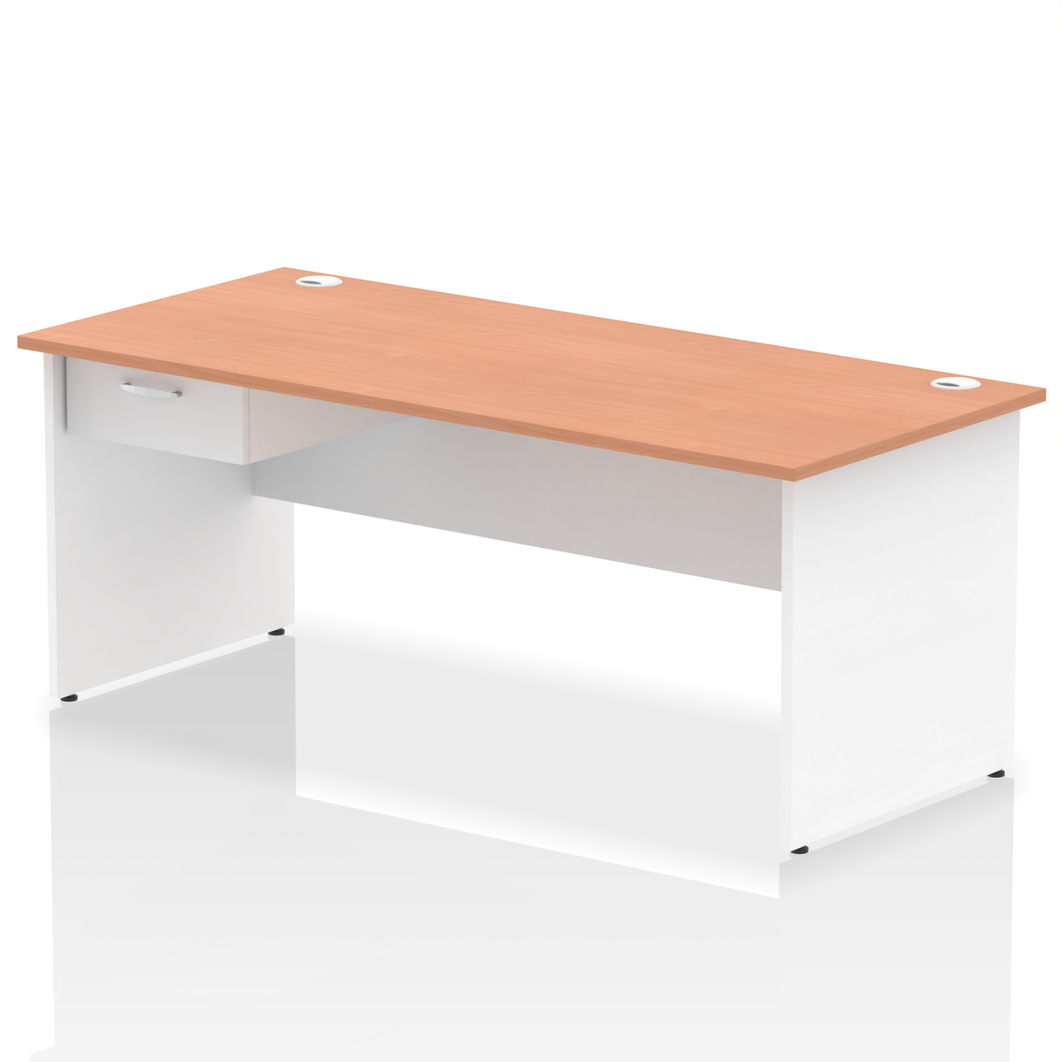 Impulse Panel End Straight Desk With Single One Drawer Fixed Pedestal