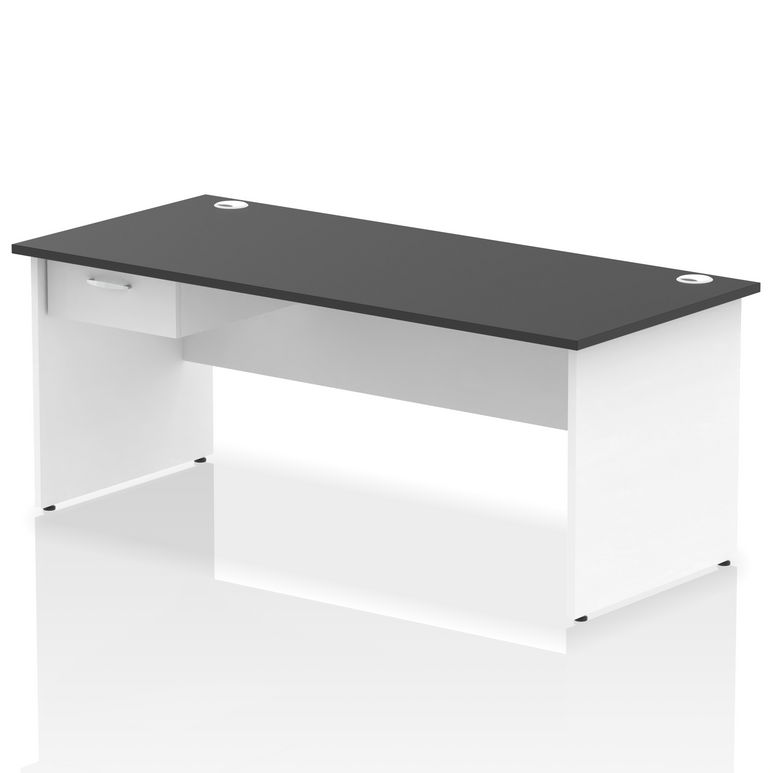 Impulse Panel End Straight Desk With Single One Drawer Fixed Pedestal