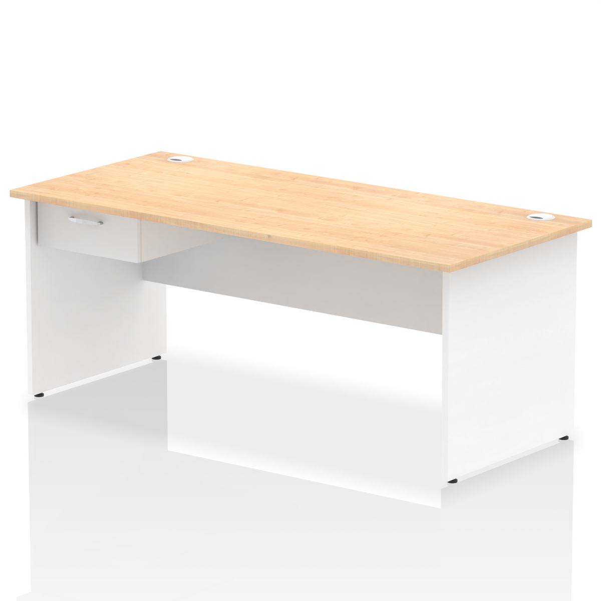 Impulse Panel End Straight Desk With Single One Drawer Fixed Pedestal