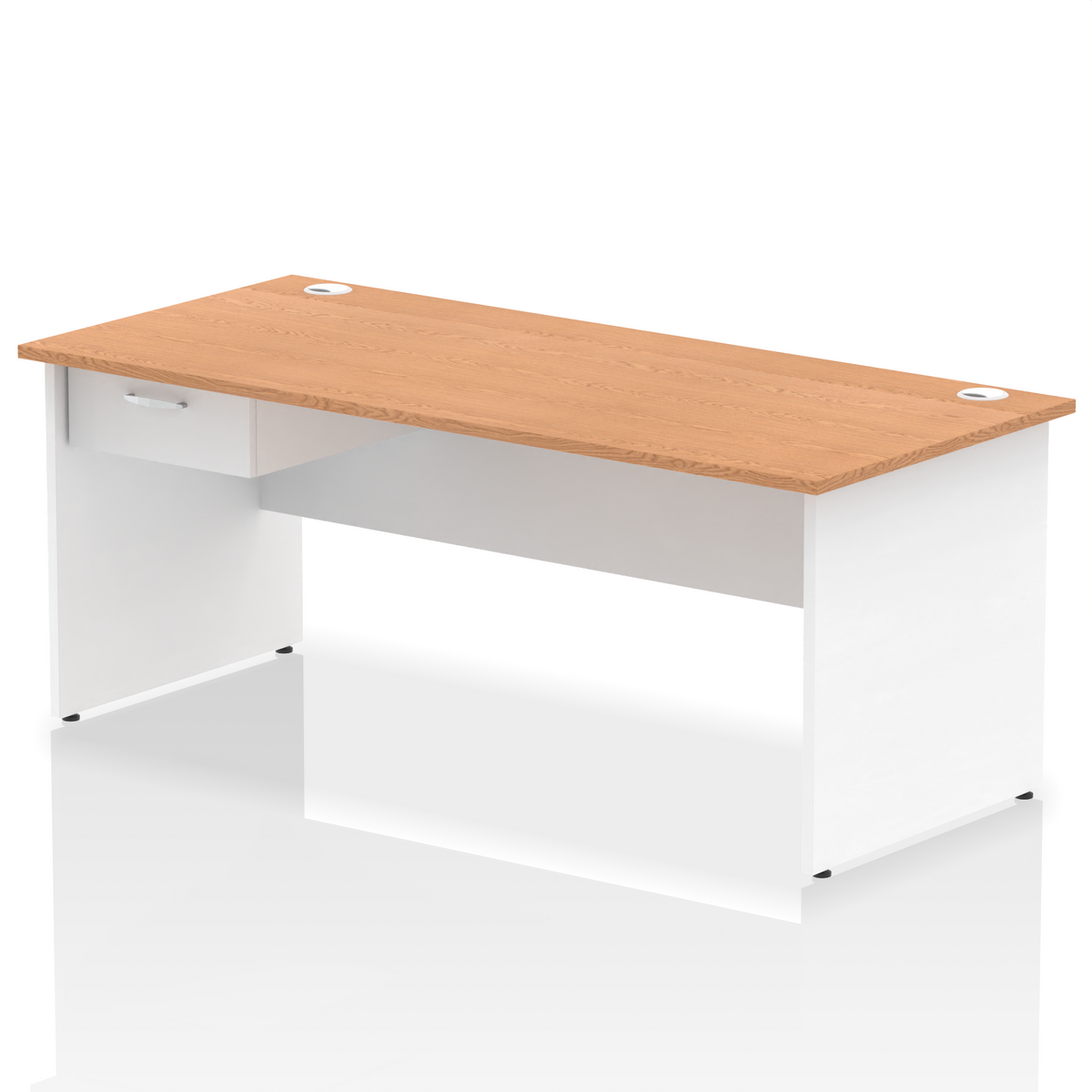 Impulse Panel End Straight Desk With Single One Drawer Fixed Pedestal