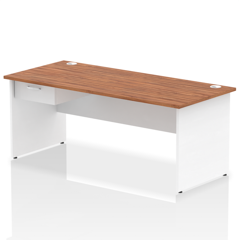 Impulse Panel End Straight Desk With Single One Drawer Fixed Pedestal