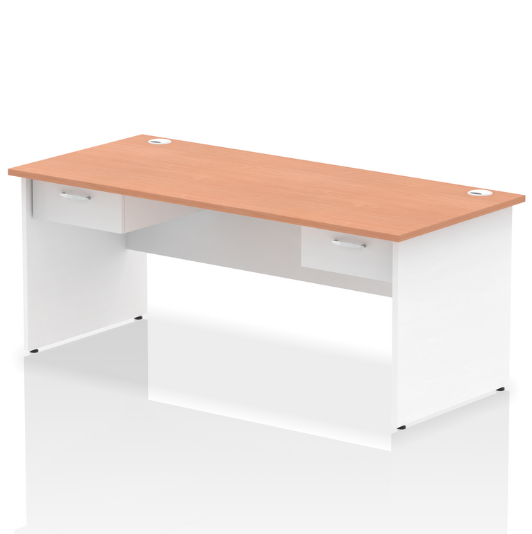 Impulse Panel End Straight Desk With Two One Drawer Fixed Pedestals