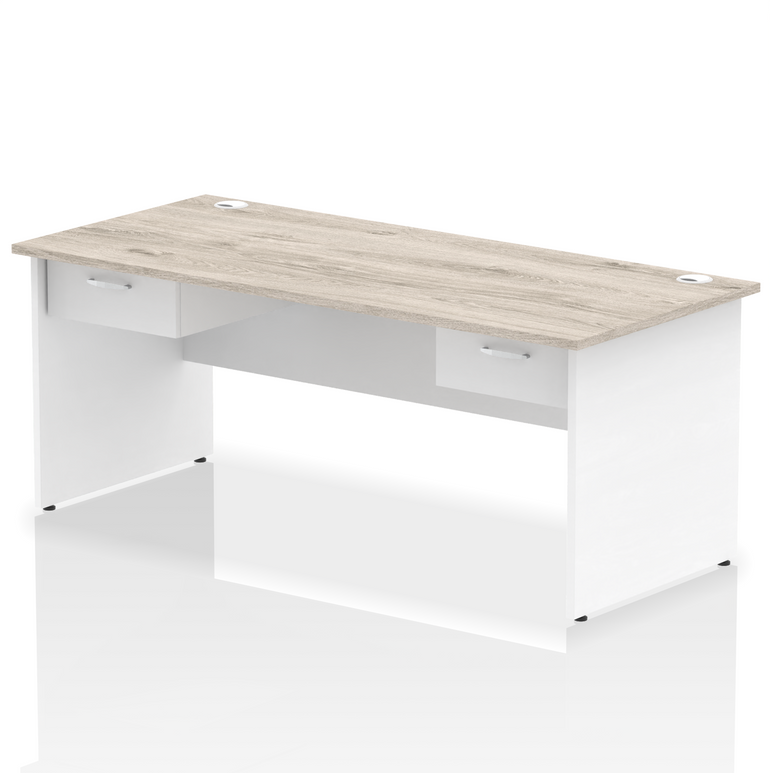 Impulse Panel End Straight Desk With Two One Drawer Fixed Pedestals