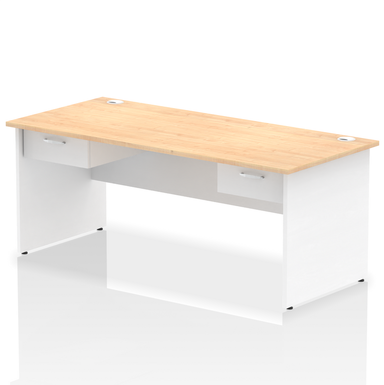 Impulse Panel End Straight Desk With Two One Drawer Fixed Pedestals