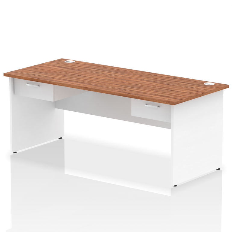 Impulse Panel End Straight Desk With Two One Drawer Fixed Pedestals