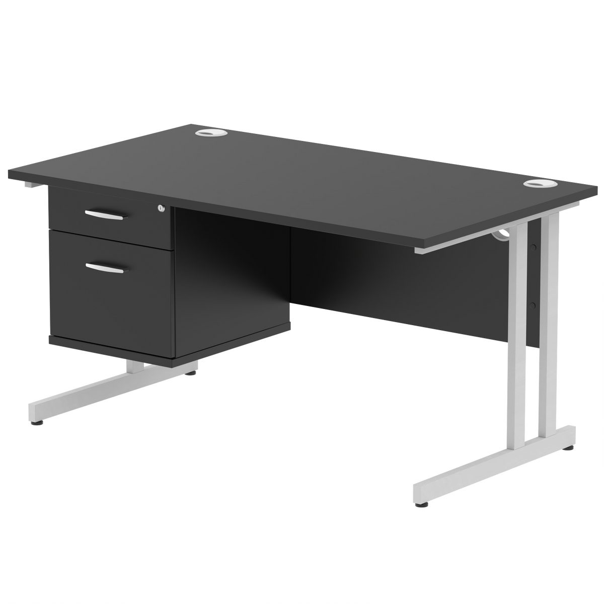 Impulse 1400mm Cantilever Straight Desk With Single Fixed Pedestal