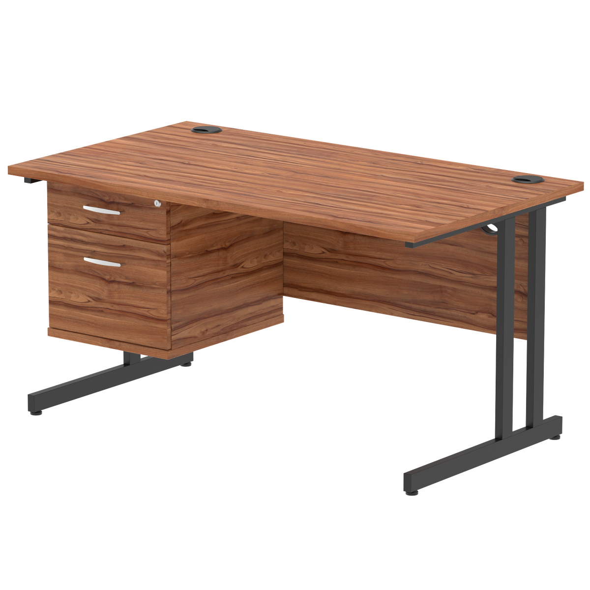 Impulse 1400mm Cantilever Straight Desk With Single Fixed Pedestal