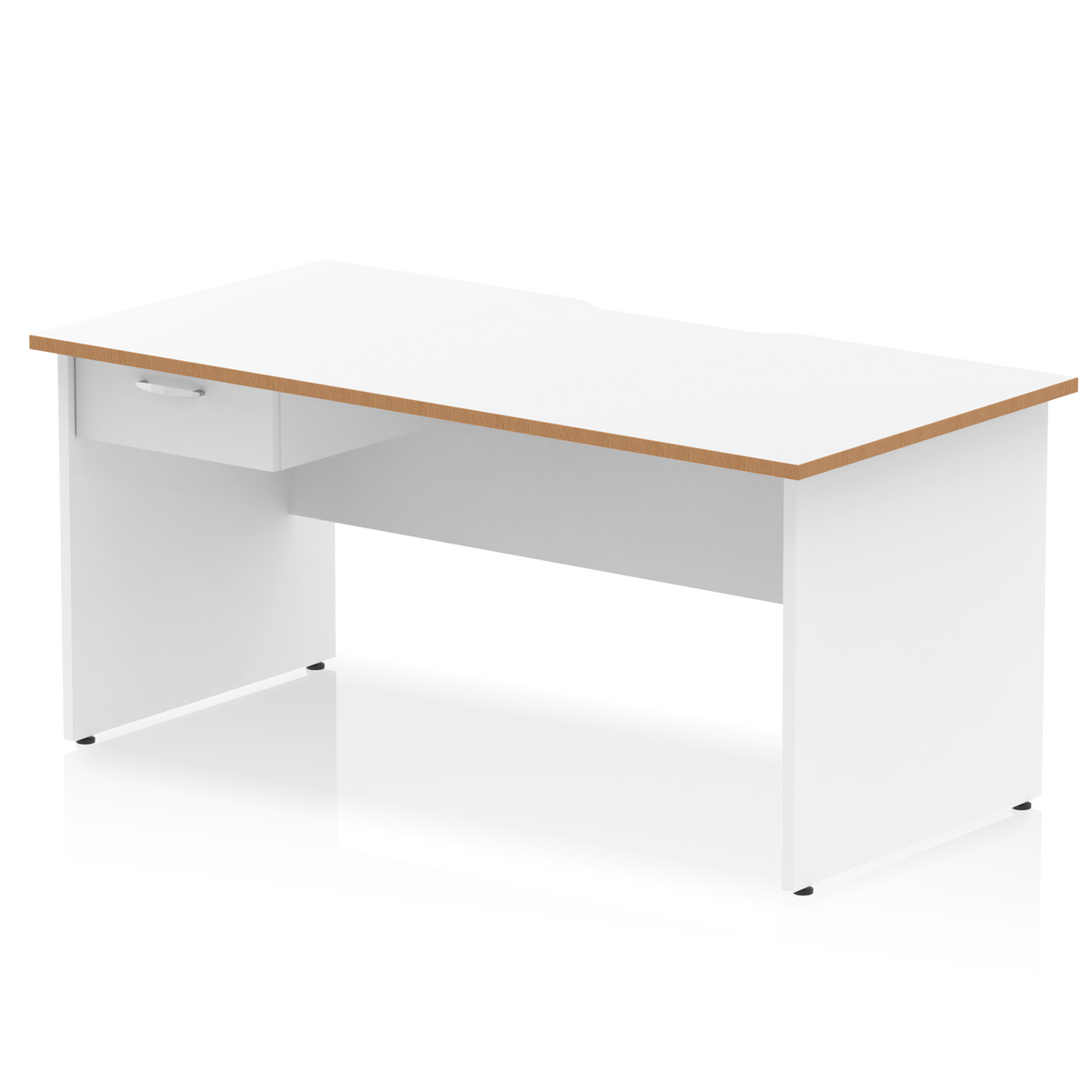 Impulse Scalloped Edge Panel End Straight Desk With Single One Drawer Fixed Pedestal