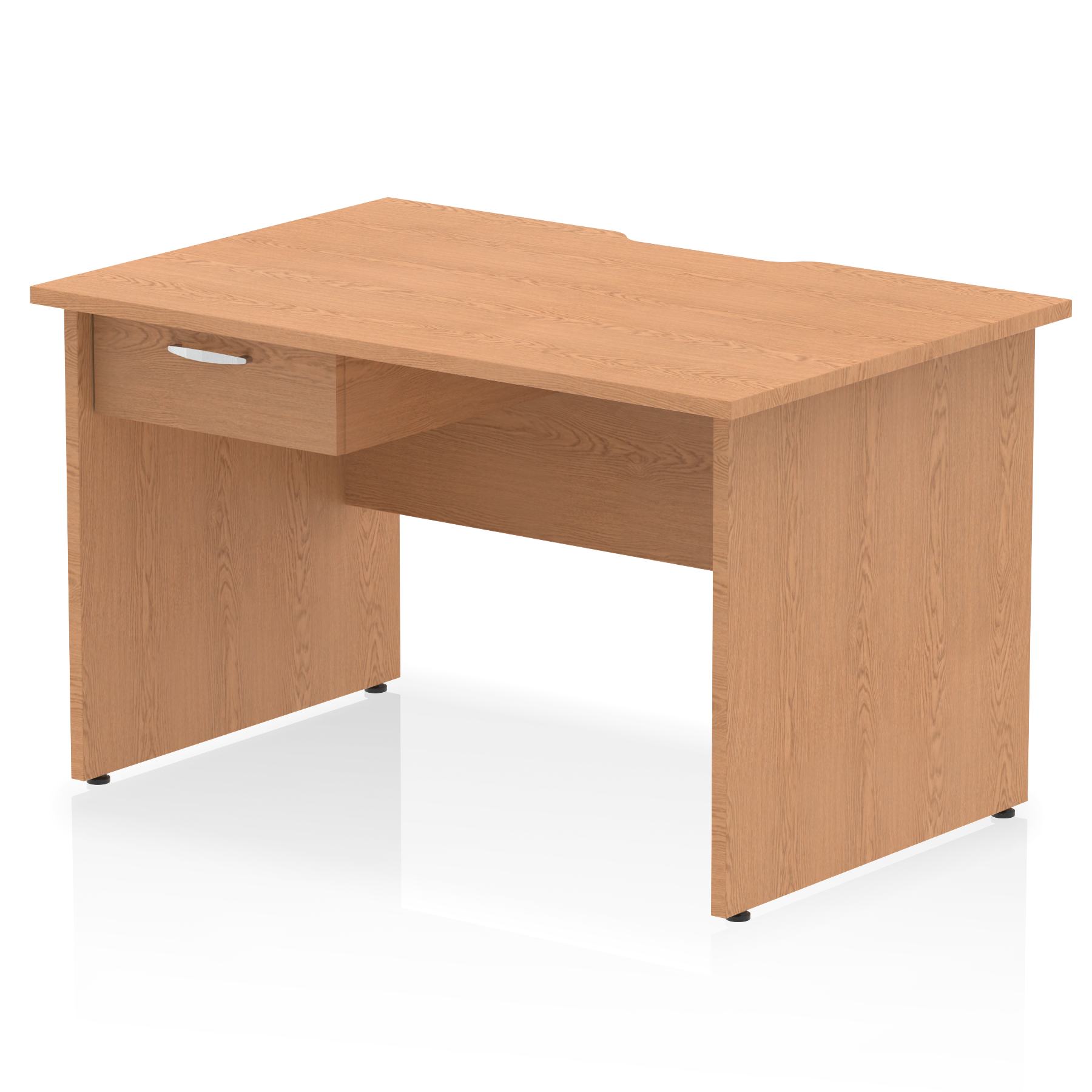 Impulse Scalloped Edge Panel End Straight Desk With Single One Drawer Fixed Pedestal