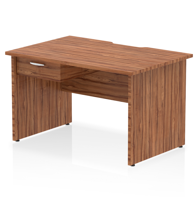 Impulse Scalloped Edge Panel End Straight Desk With Single One Drawer Fixed Pedestal