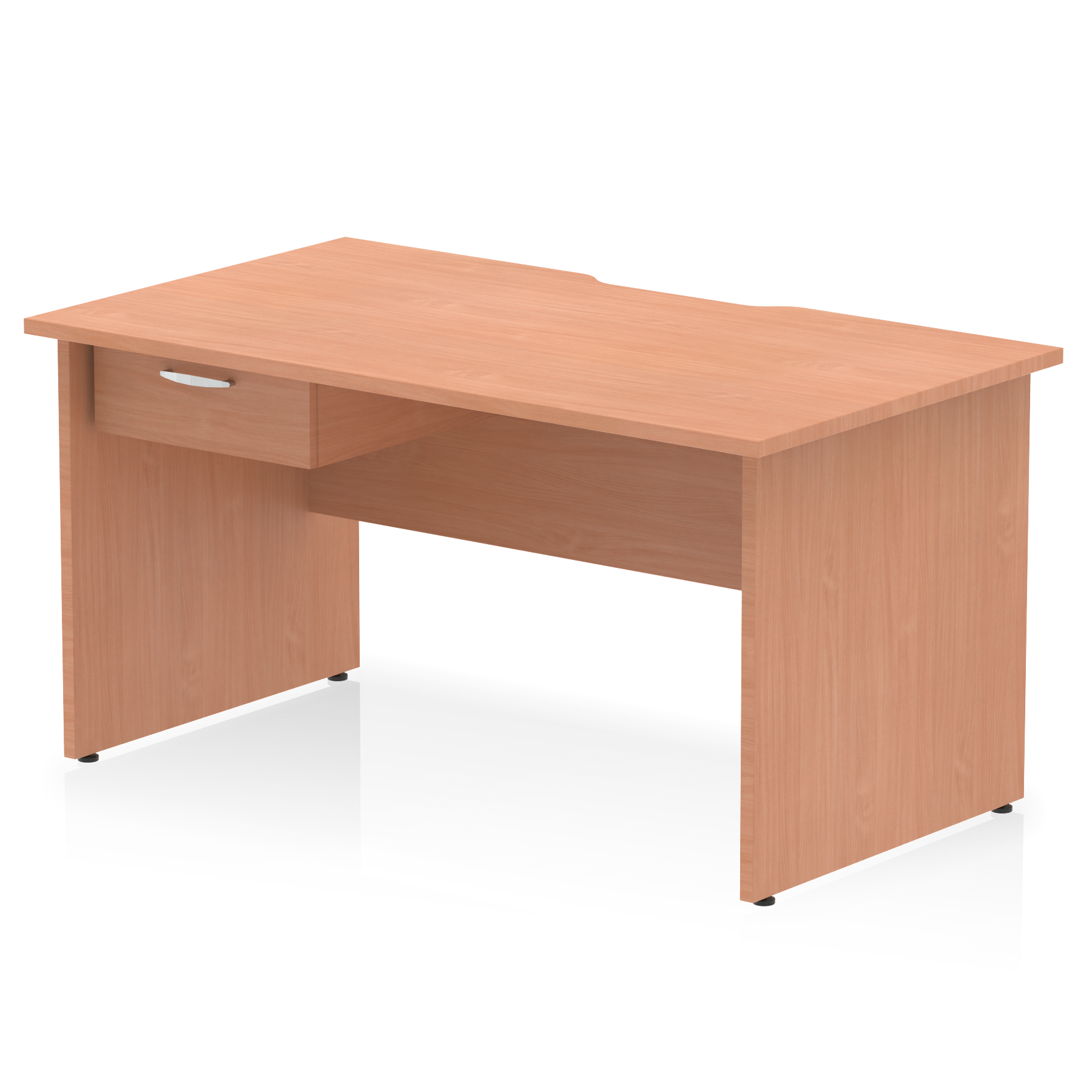 Impulse Scalloped Edge Panel End Straight Desk With Single One Drawer Fixed Pedestal