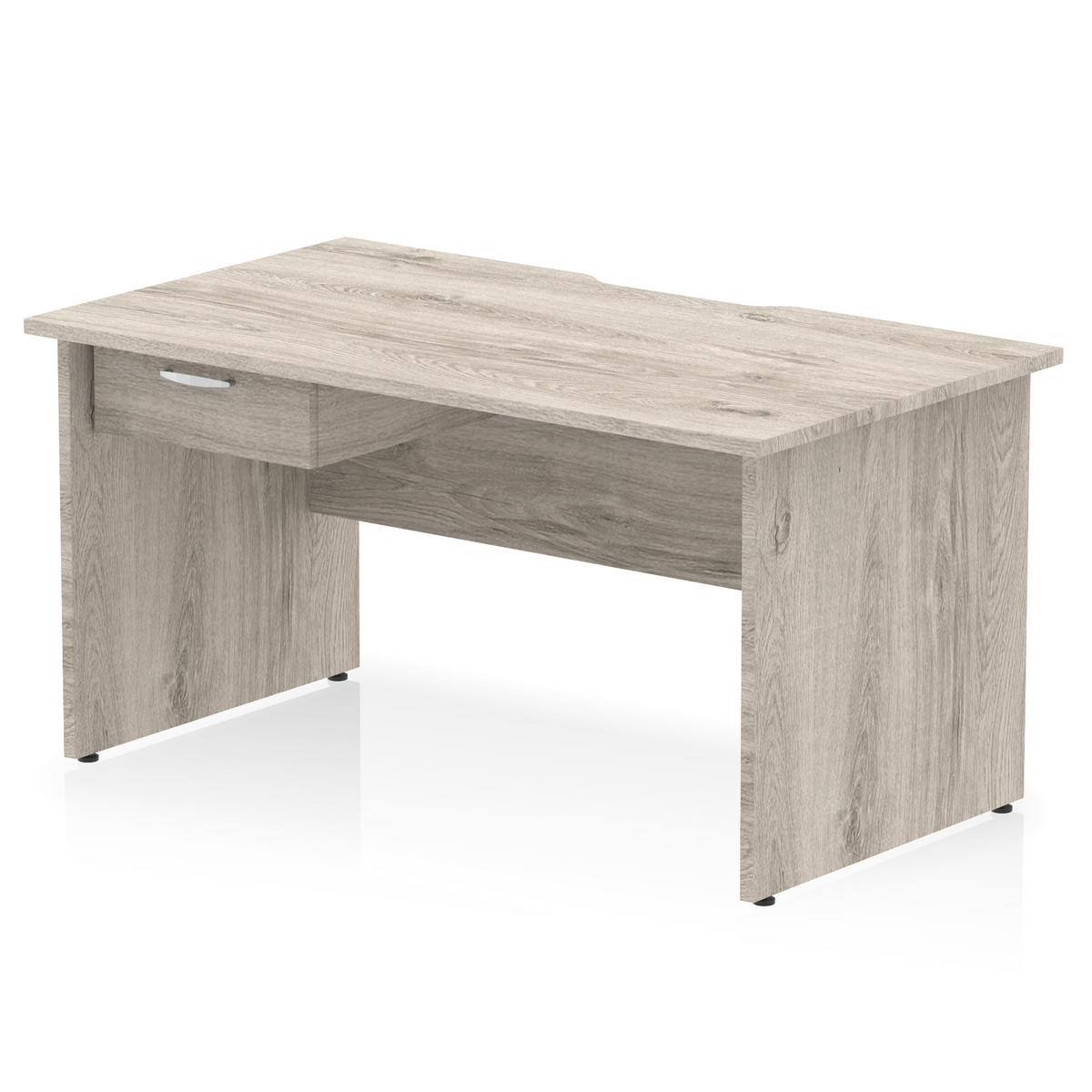 Impulse Scalloped Edge Panel End Straight Desk With Single One Drawer Fixed Pedestal