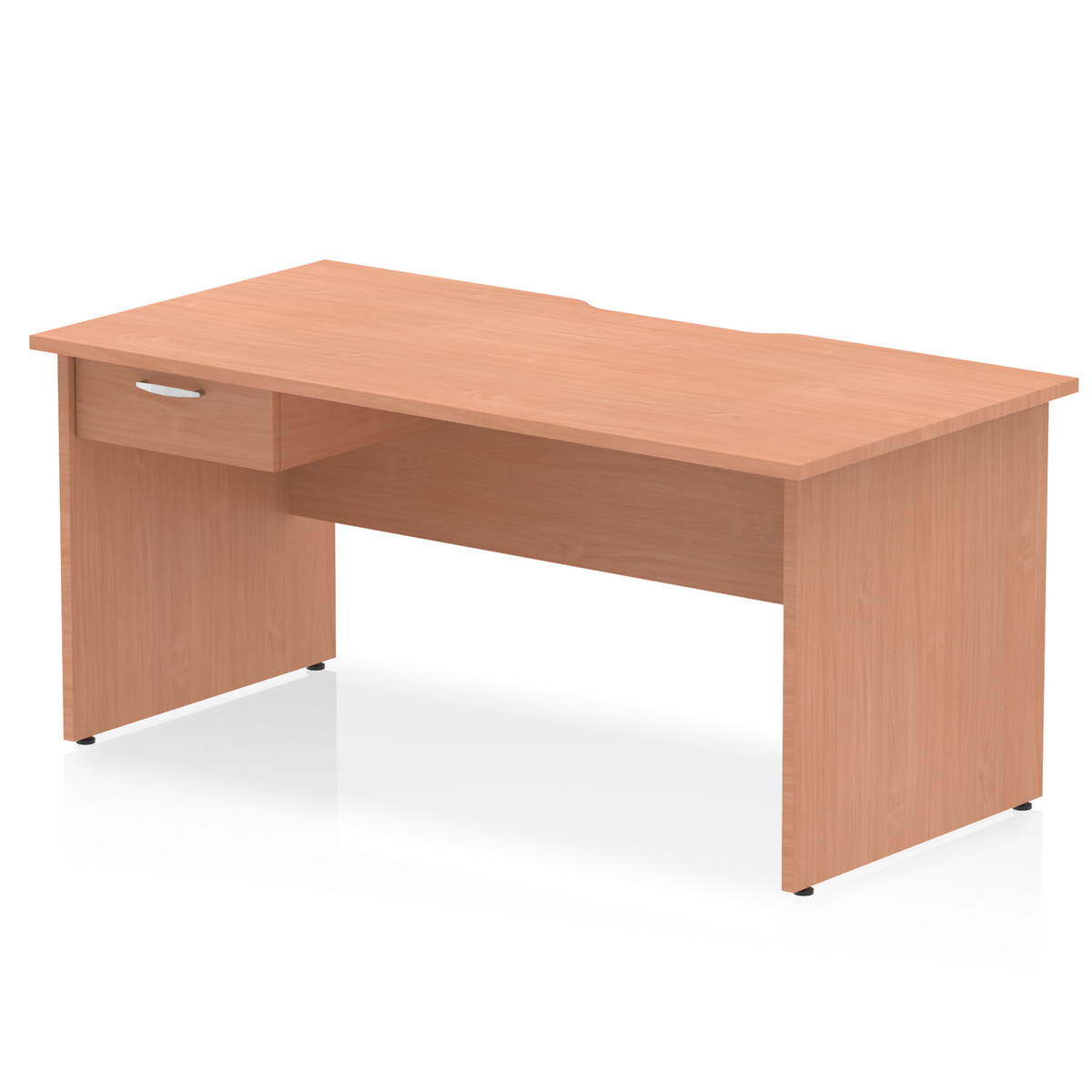 Impulse Scalloped Edge Panel End Straight Desk With Single One Drawer Fixed Pedestal