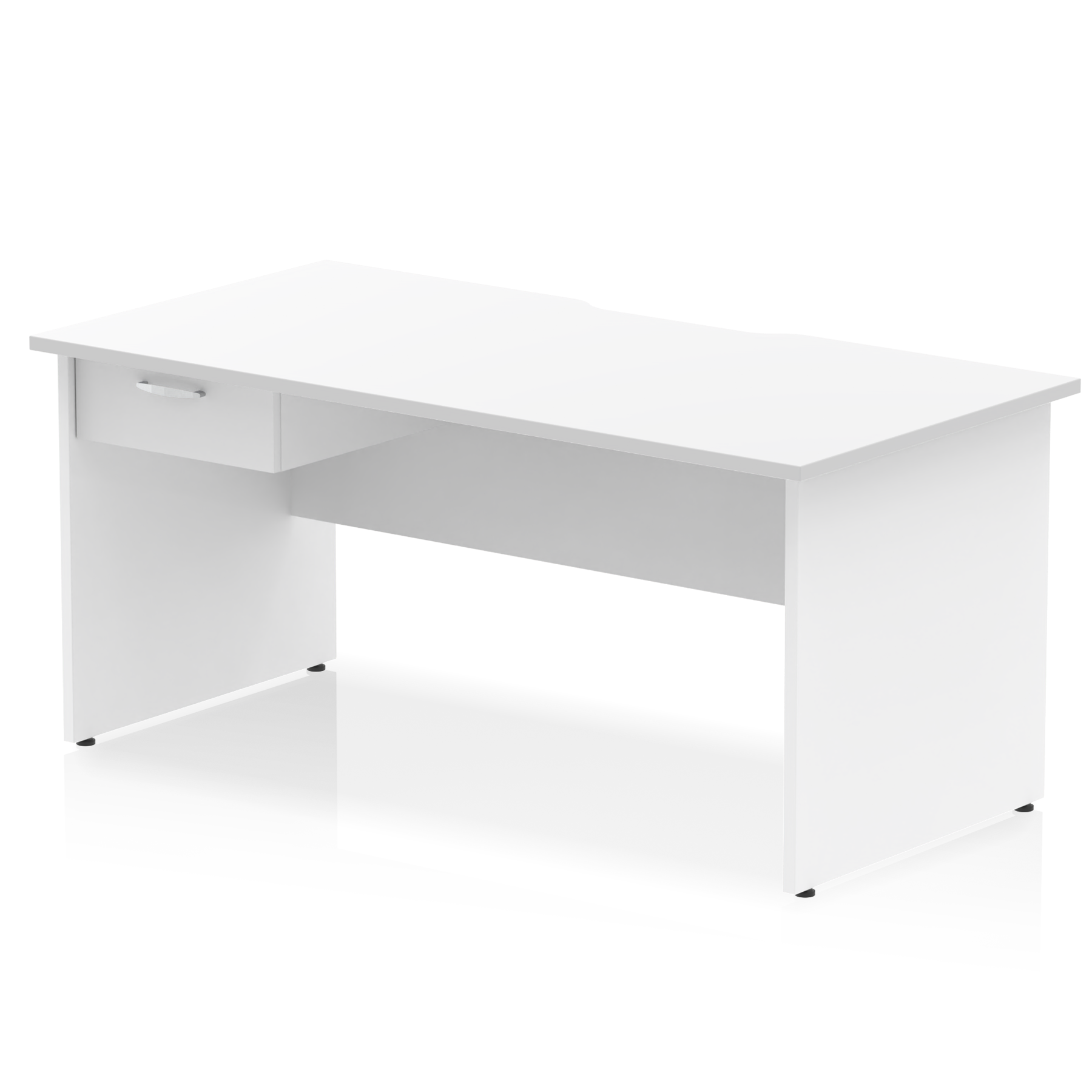 Impulse Scalloped Edge Panel End Straight Desk With Single One Drawer Fixed Pedestal