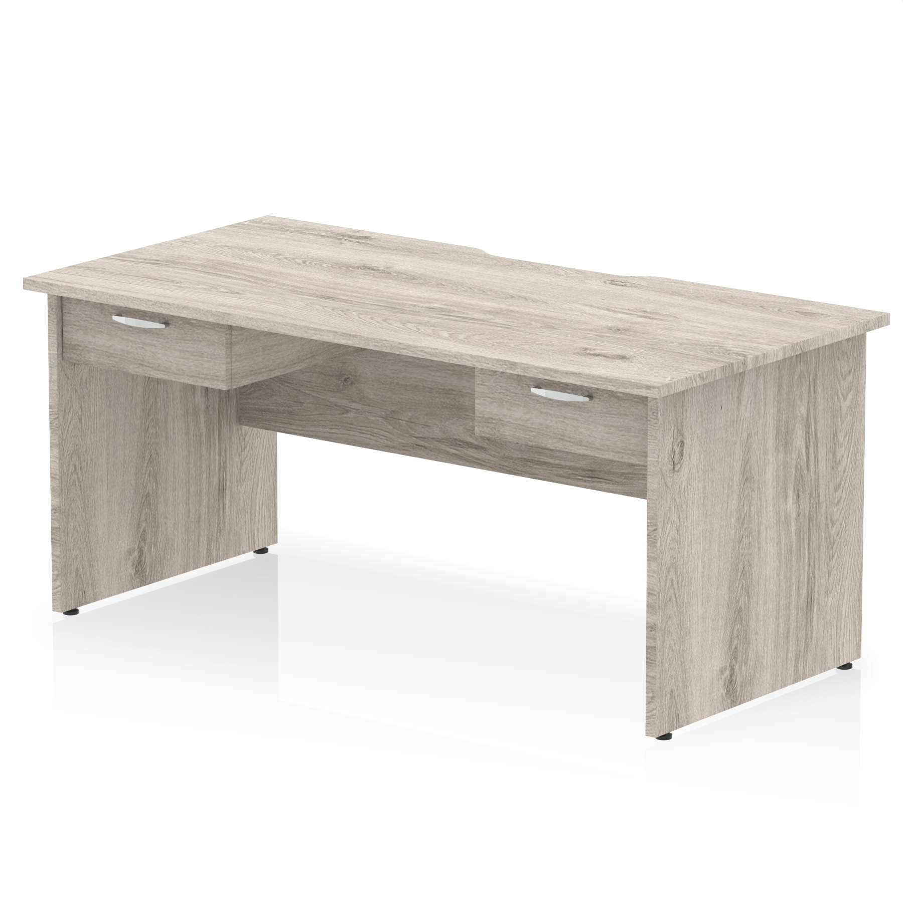 Impulse Scalloped Edge Panel End Straight Desk With Two One Drawer Fixed Pedestals