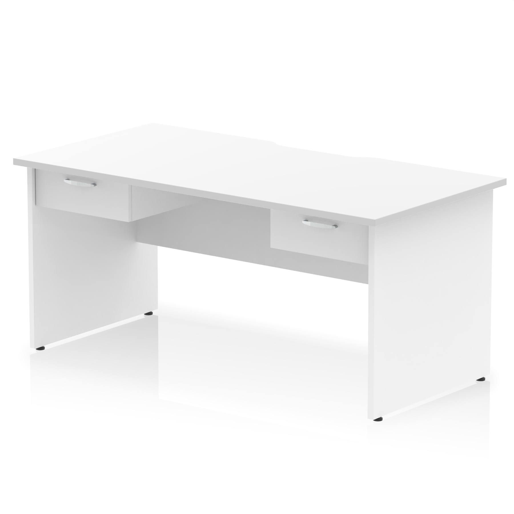 Impulse Scalloped Edge Panel End Straight Desk With Two One Drawer Fixed Pedestals