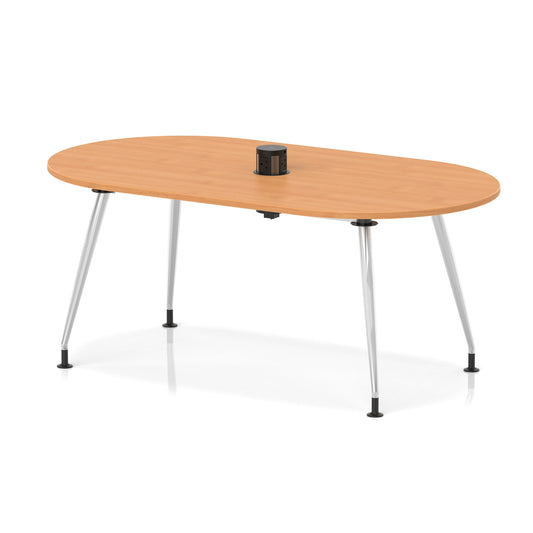 Impulse Volta Boardroom Table With Pop-up Power Module With Silver Leg Frame