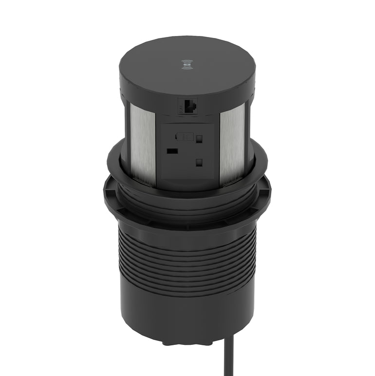 Volta Round Pop Up Power Unit 4x Socket Module with Wireless Charger