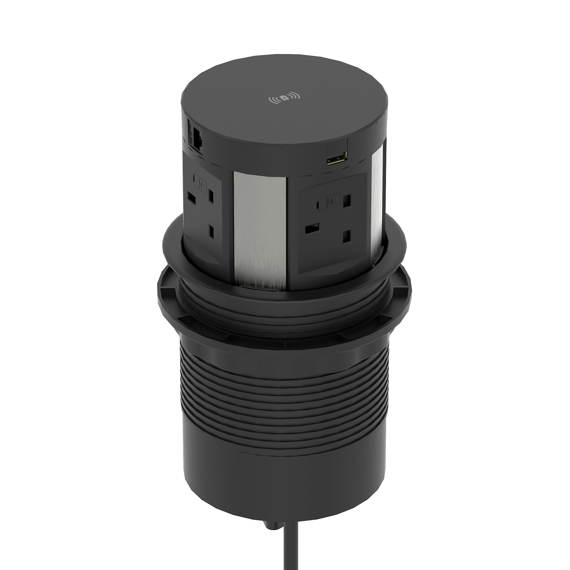 Volta Round Pop Up Power Unit 4x Socket Module with Wireless Charger