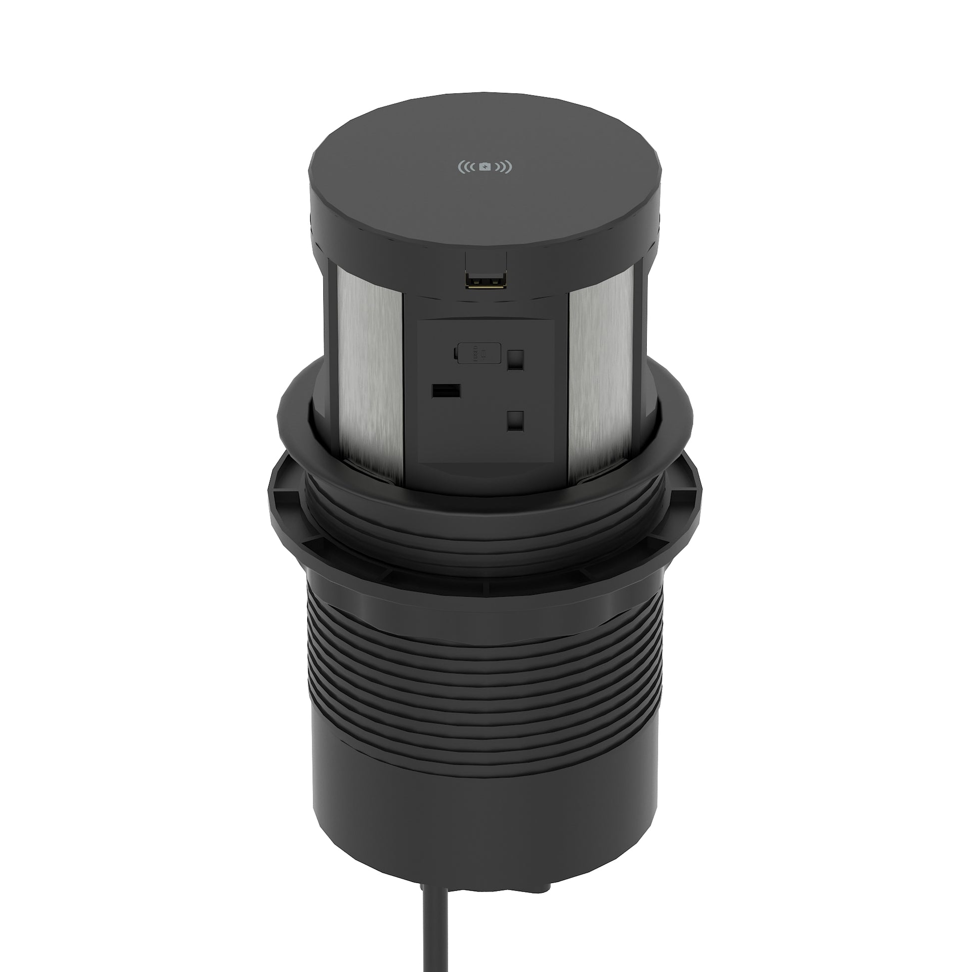 Volta Round Pop Up Power Unit 4x Socket Module with Wireless Charger