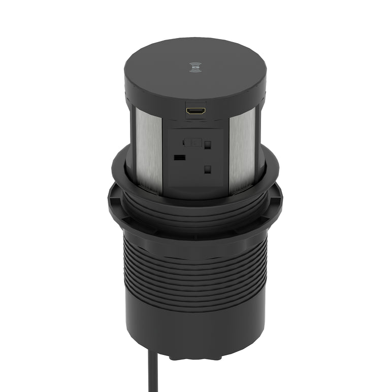 Volta Round Pop Up Power Unit 4x Socket Module with Wireless Charger