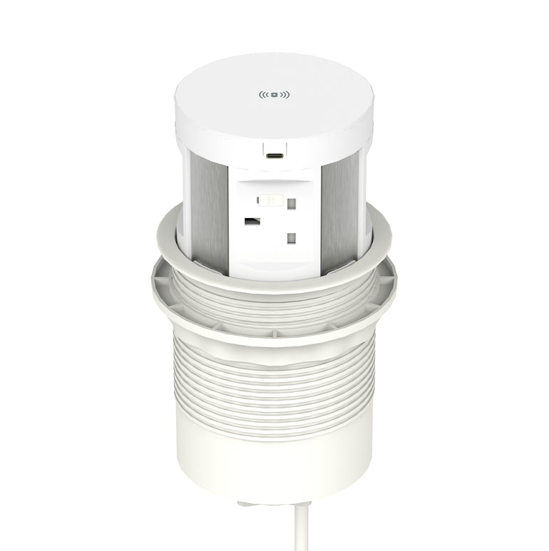 Volta Round Pop Up Power Unit 4x Socket Module with Wireless Charger