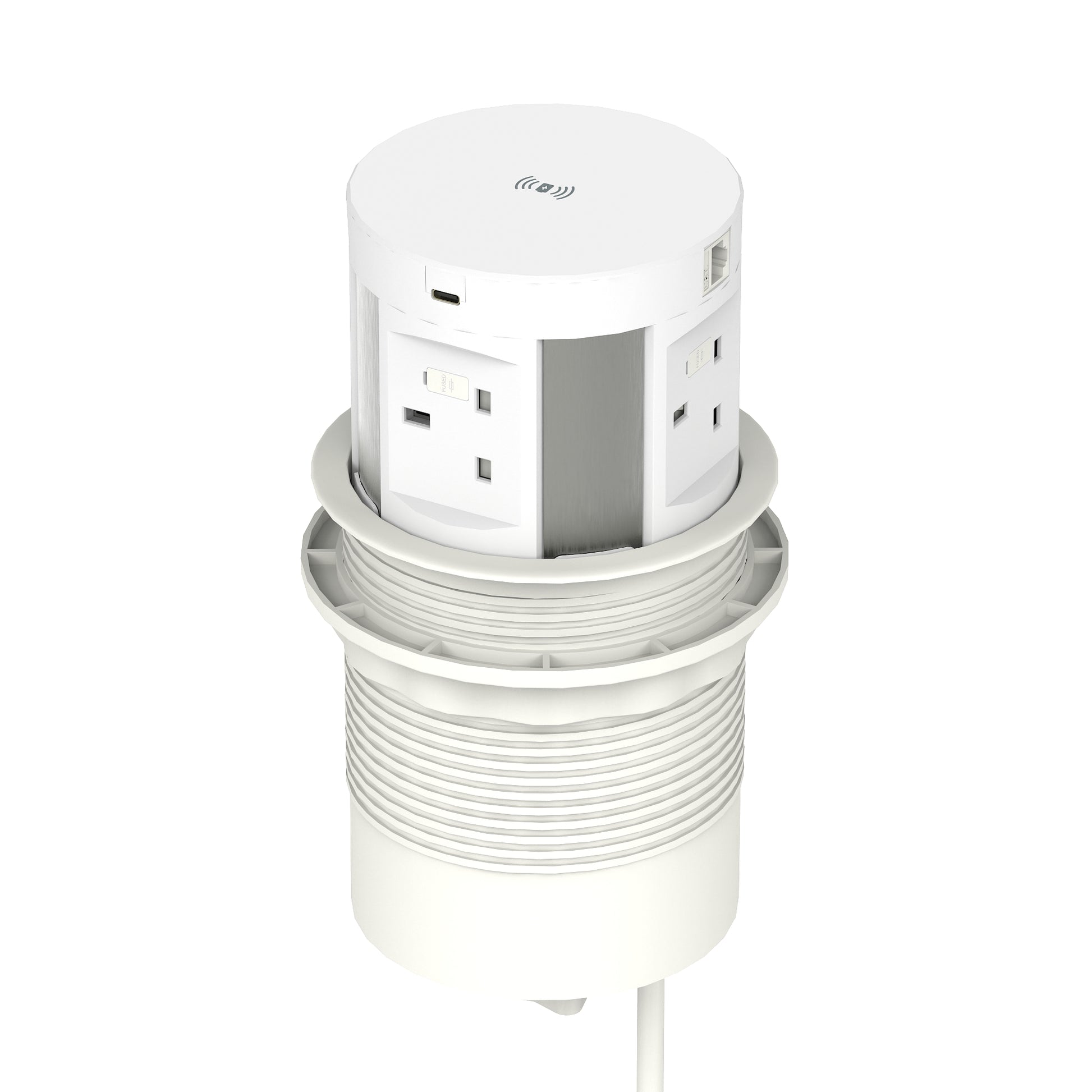 Volta Round Pop Up Power Unit 4x Socket Module with Wireless Charger