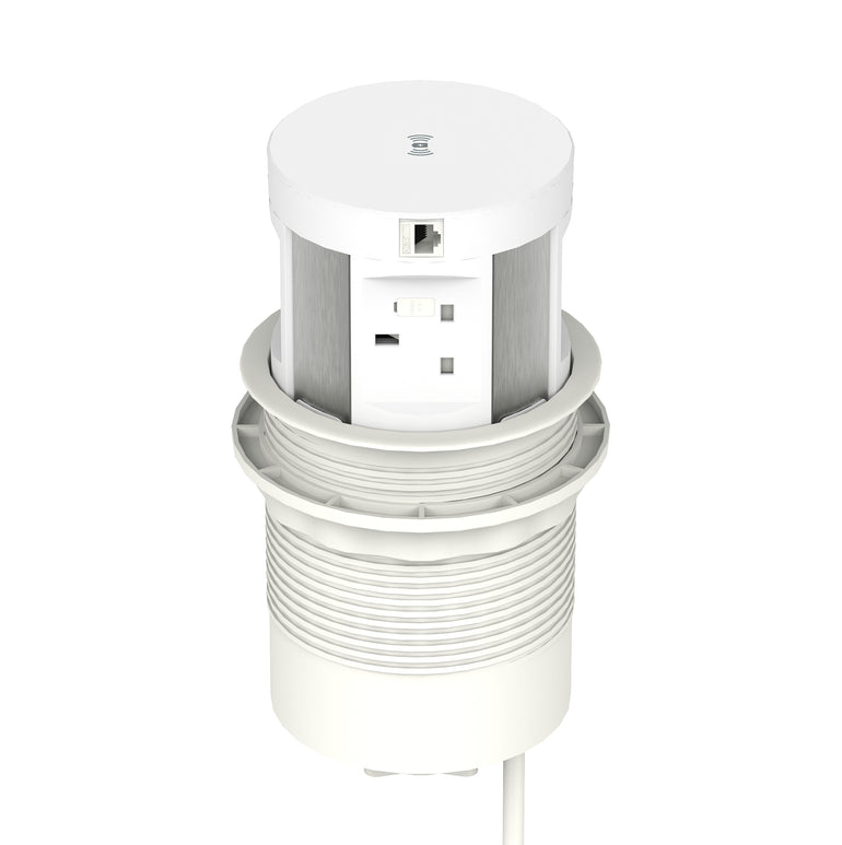 Volta Round Pop Up Power Unit 4x Socket Module with Wireless Charger