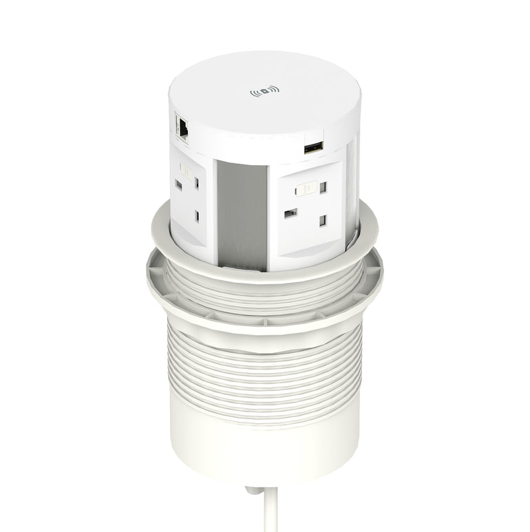 Volta Round Pop Up Power Unit 4x Socket Module with Wireless Charger