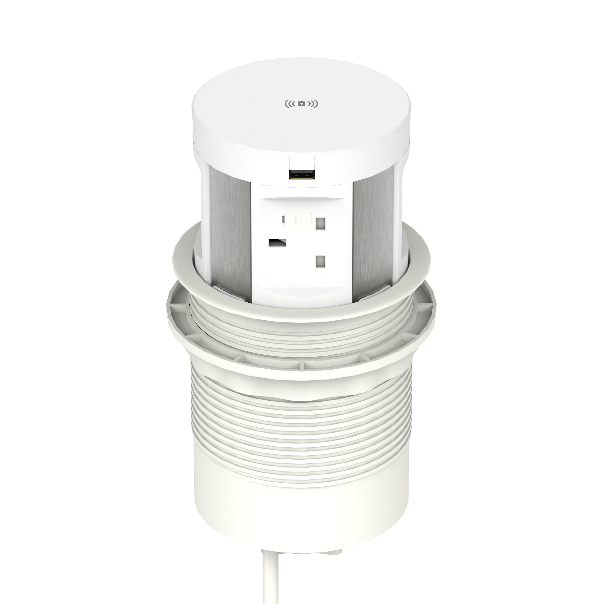 Volta Round Pop Up Power Unit 4x Socket Module with Wireless Charger