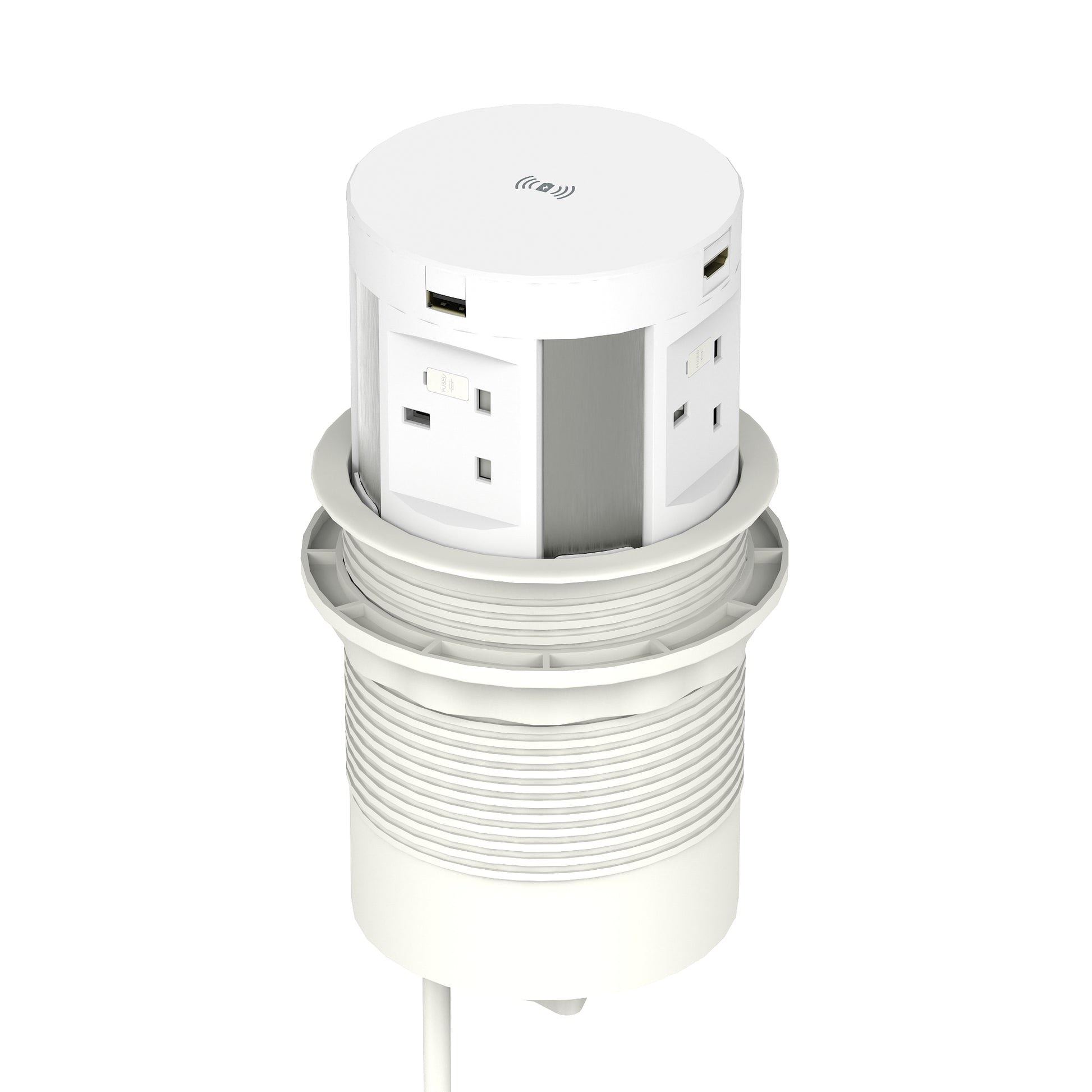 Volta Round Pop Up Power Unit 4x Socket Module with Wireless Charger