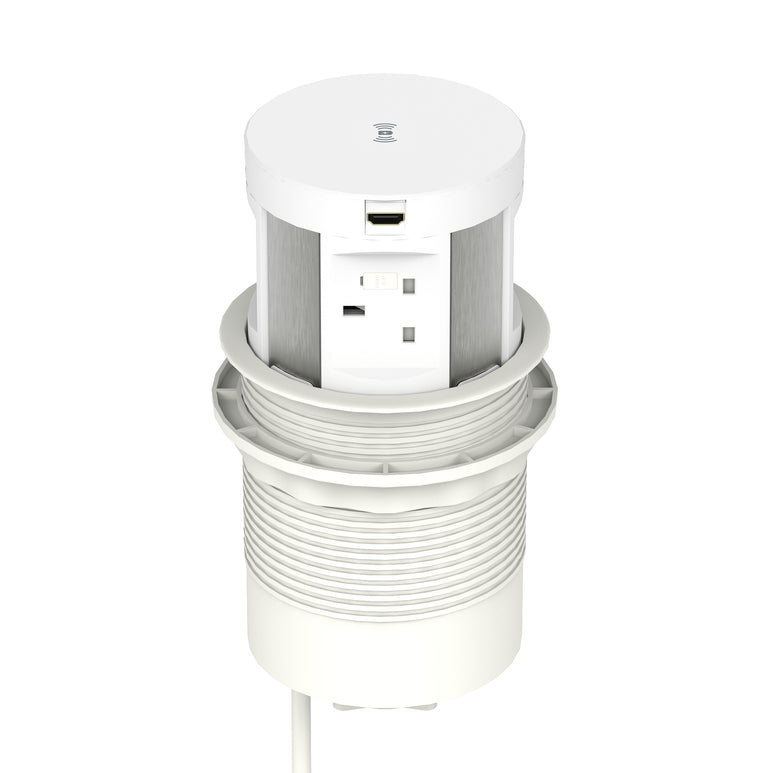 Volta Round Pop Up Power Unit 4x Socket Module with Wireless Charger
