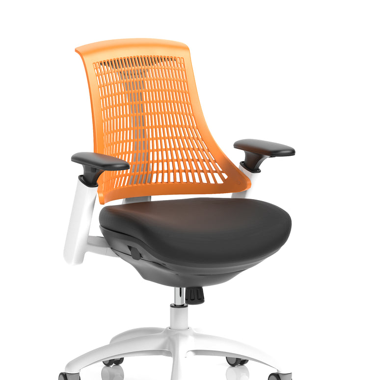 Flex Medium Back White Frame Task Operator Office Chair with Arms