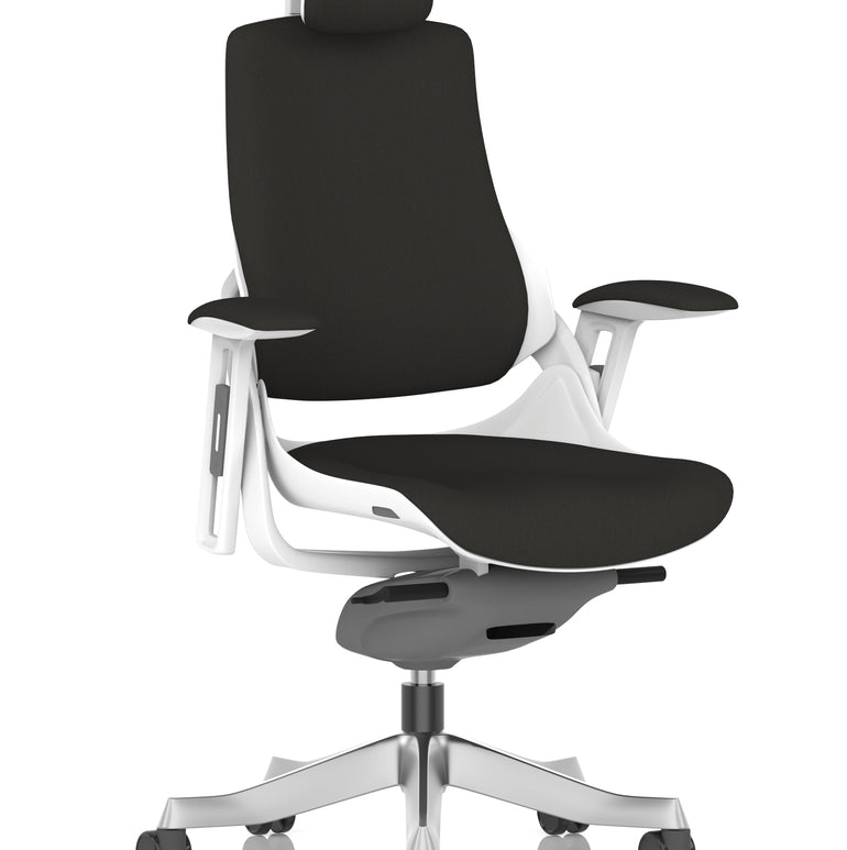 Zure High Back White Shell Fabric Executive Office Chair with Arms