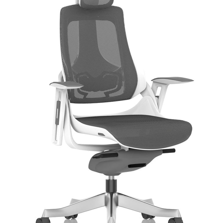 Zure High Back White Shell Mesh Executive Office Chair with Arms
