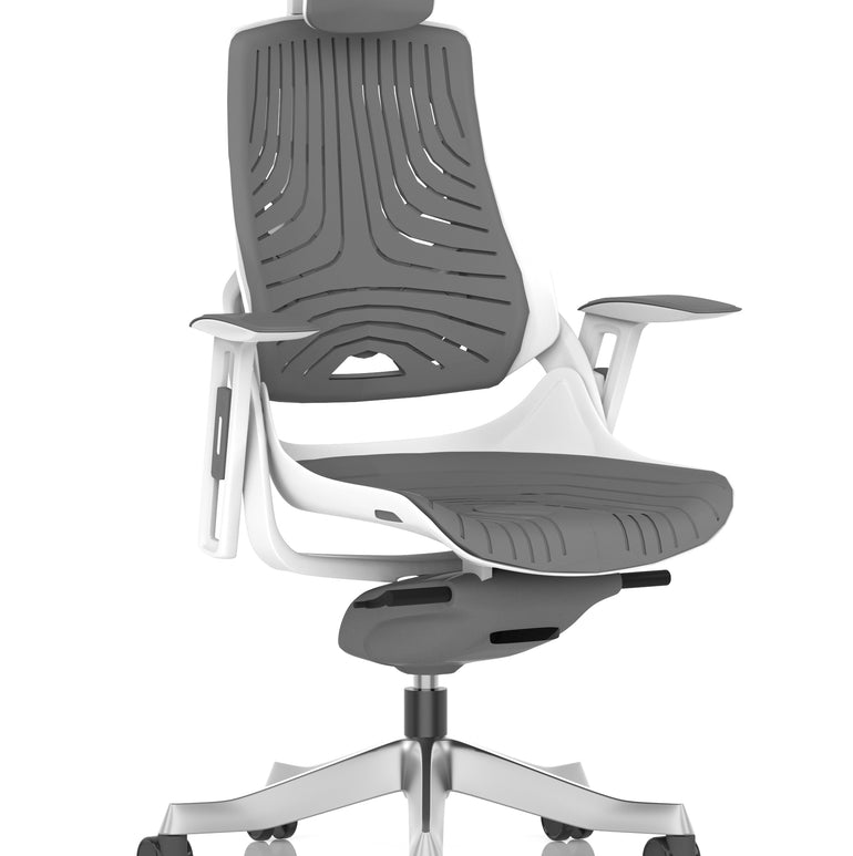 Zure High Back White Shell Elastomer Executive Office Chair with Arms