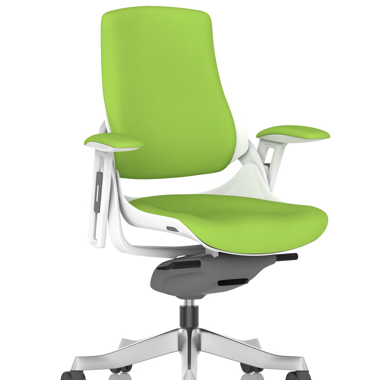 Zure High Back White Shell Fabric Executive Office Chair with Arms