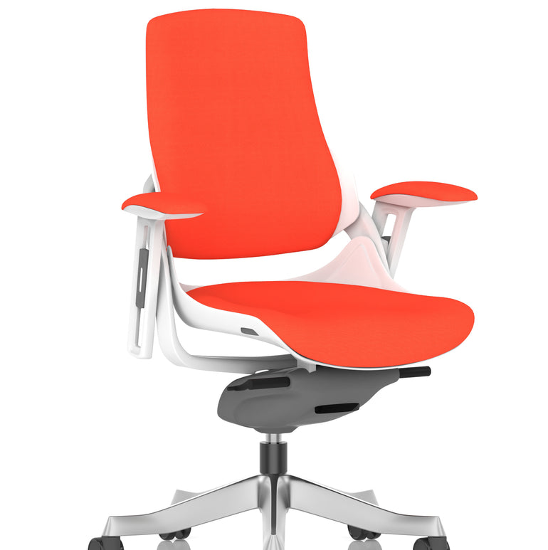 Zure High Back White Shell Fabric Executive Office Chair with Arms