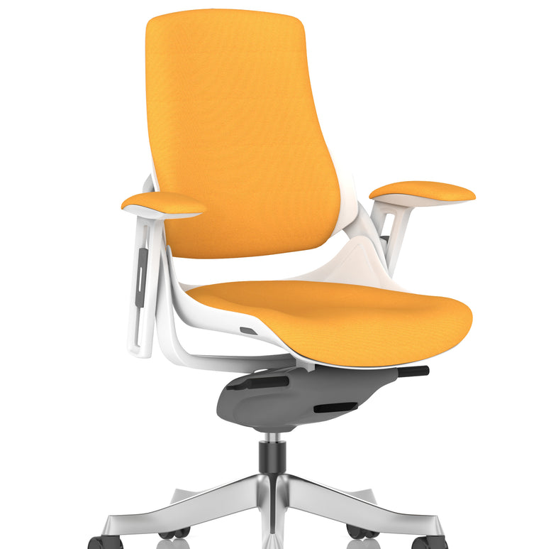 Zure High Back White Shell Fabric Executive Office Chair with Arms