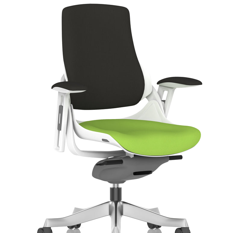 Zure High Back White Shell Fabric Executive Office Chair with Arms
