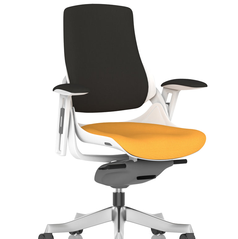 Zure High Back White Shell Fabric Executive Office Chair with Arms