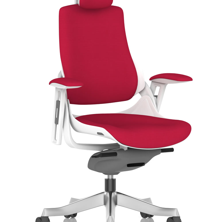 Zure High Back White Shell Fabric Executive Office Chair with Arms