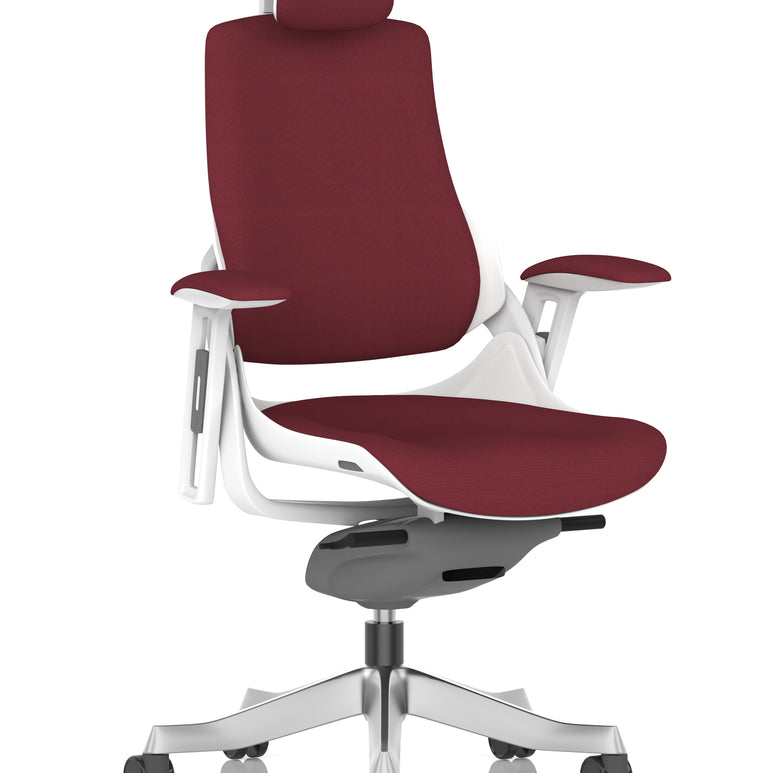 Zure High Back White Shell Fabric Executive Office Chair with Arms
