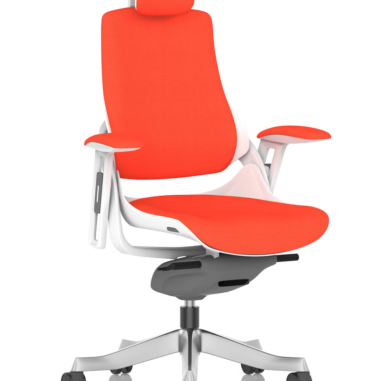 Zure High Back White Shell Fabric Executive Office Chair with Arms