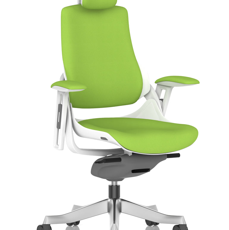 Zure High Back White Shell Fabric Executive Office Chair with Arms