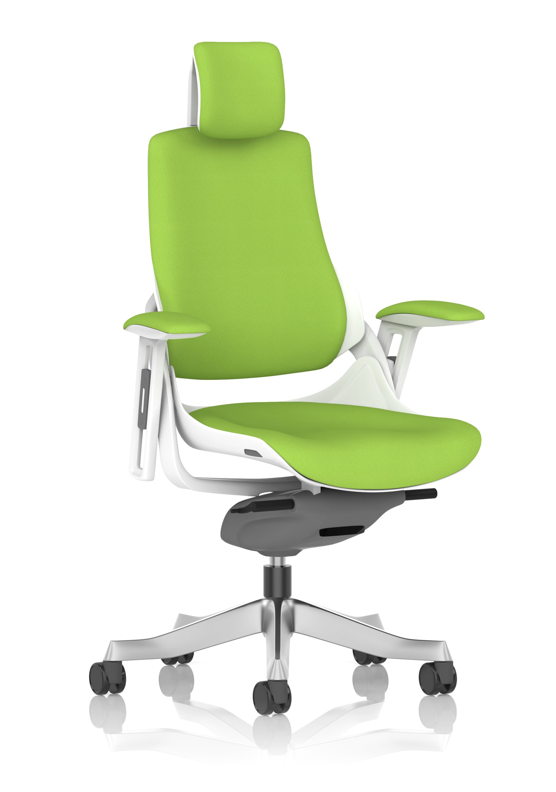 Zure High Back White Shell Fabric Executive Office Chair with Arms
